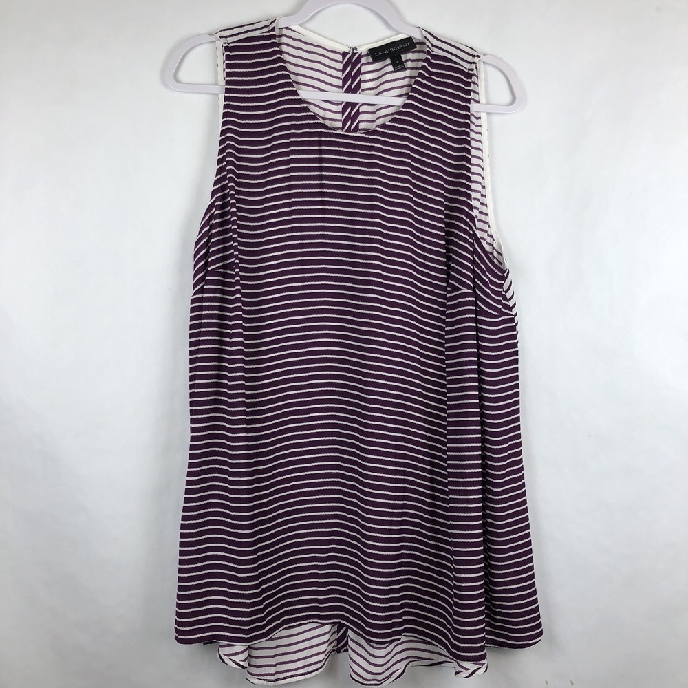 Lane Bryant Womens Sleeveless Top Size 18 Purple Stirpes Hi Low‎